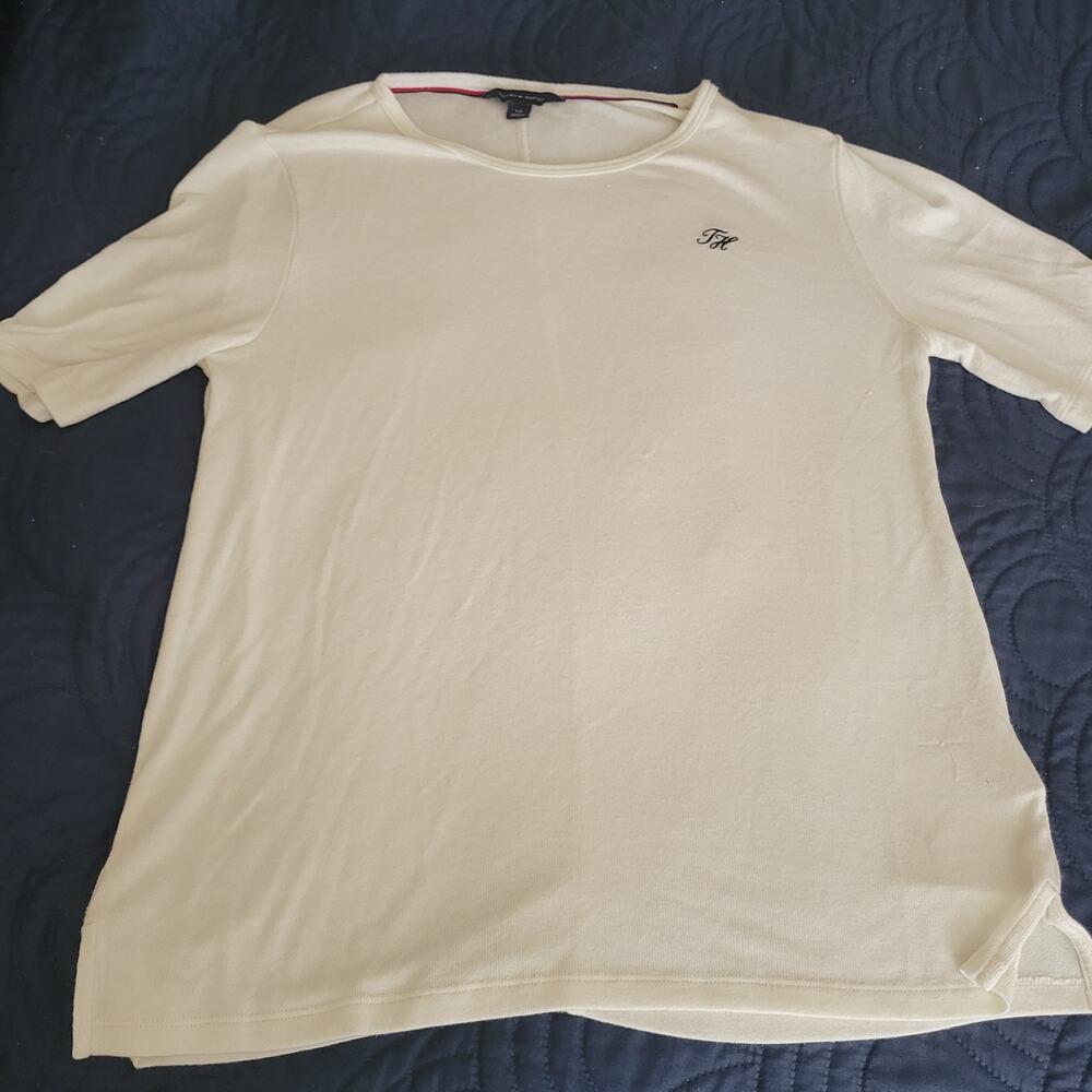 Women Size SP Tommy Hilfiger White Shirt with TH Logo